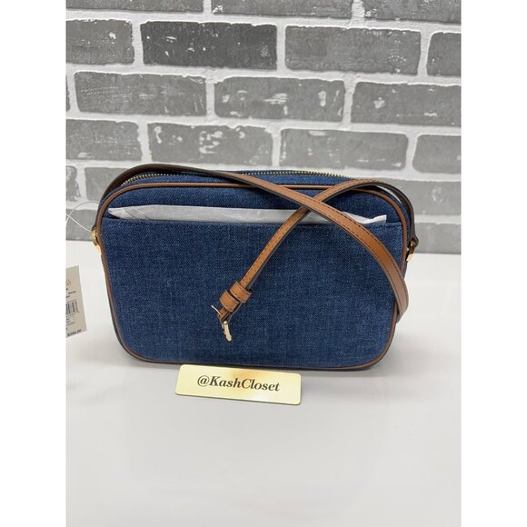 Michael Kors crossbody large chain zip purse messenger bag indigo - Picture 5 of 10